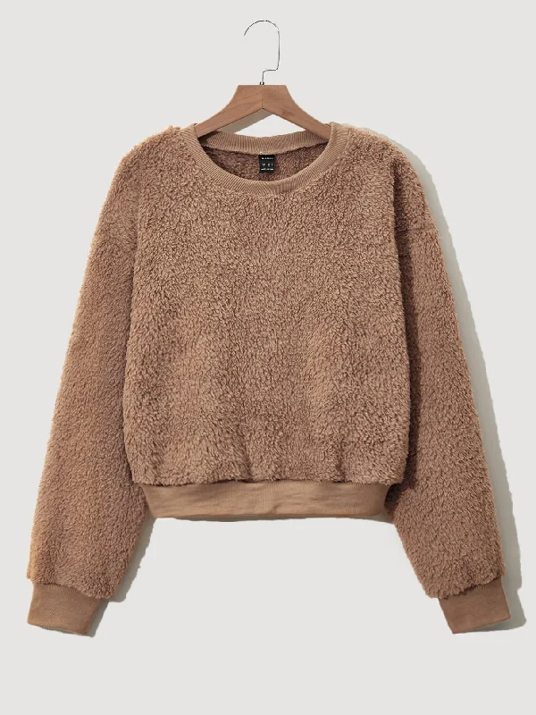 Casual Plain Long Sleeve Round Neck Regular Women Sweatshirt Cool Women's Skate