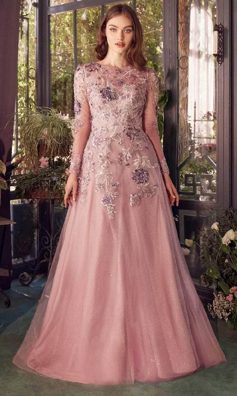 Andrea and Leo A1356 - Embroidered Long Sleeve Evening Gown Cool Women's Skate