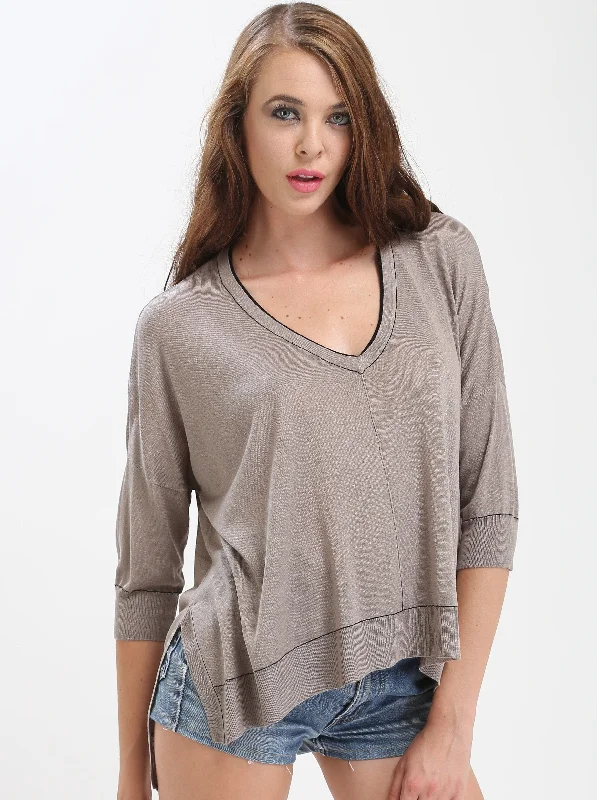 Contrast Stitched V Neck French