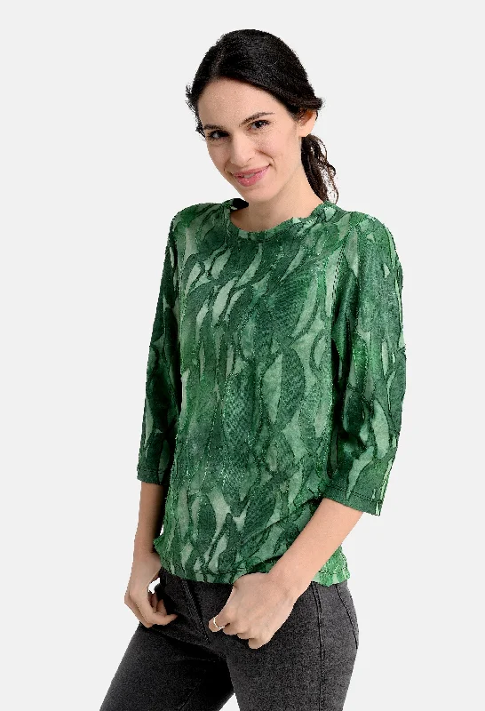 Shirt Green Waves Top Minimalist Women's Casual