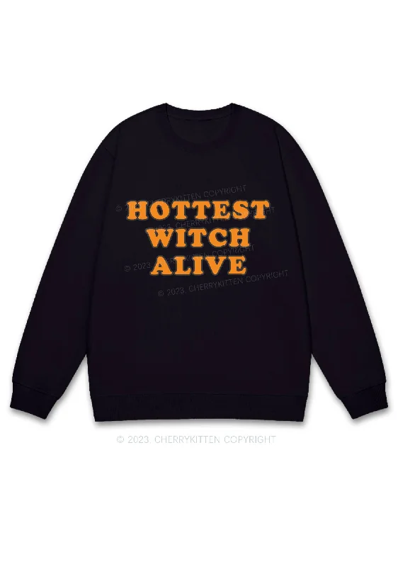 Hottest Witch Alive Halloween Y2K Sweatshirt Cherrykitten Monochromatic All - in - one