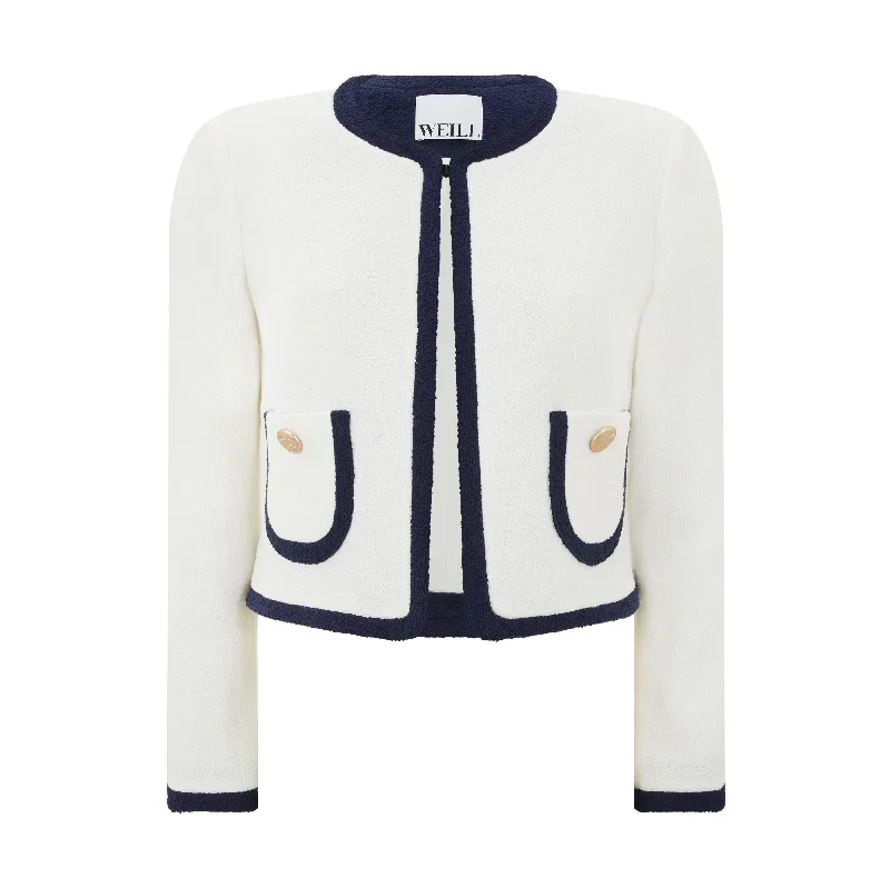 Tailored Crepe Cropped Jacket Unique Women's Upcycled
