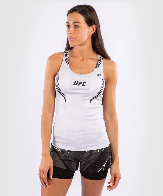 UFC Venum Authentic Fight Night Women's fitted Tank with shelf Bra - White Earthy Women's 