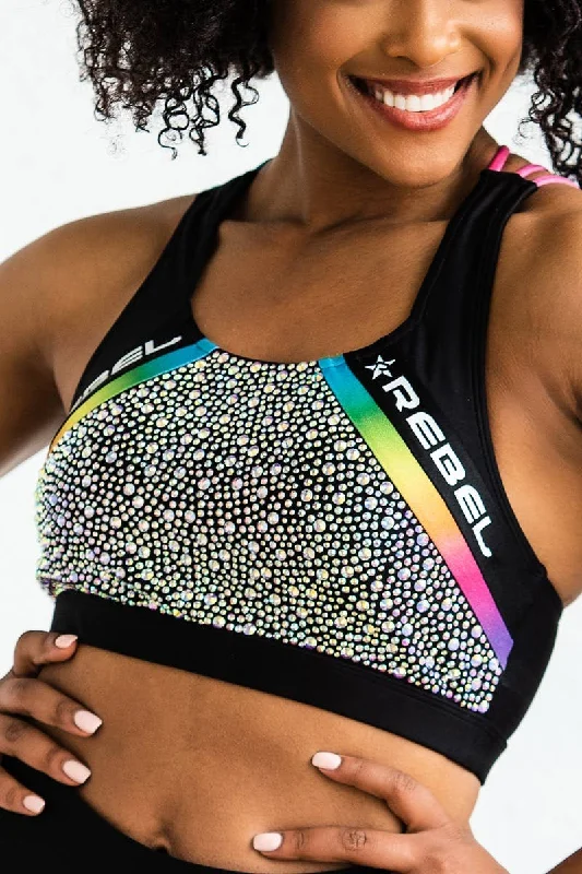 Reese Sports Bra in Rainbow Crystal Australian Beach