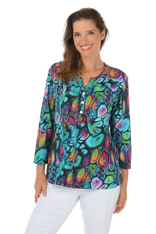 Jewel Triple Button Placket Top Business