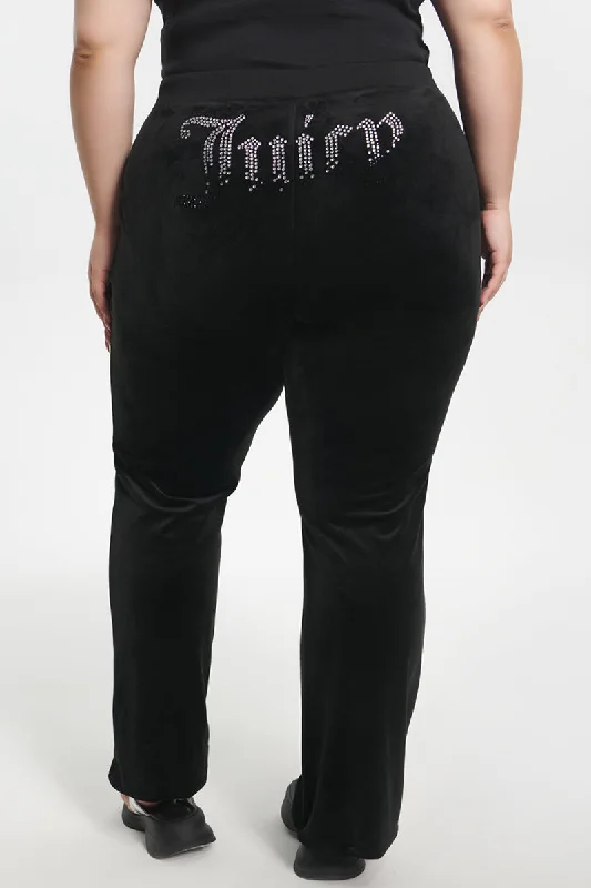 Plus-Size Ombre Big Bling Velour Track Pants Dynamic Women's High - energy