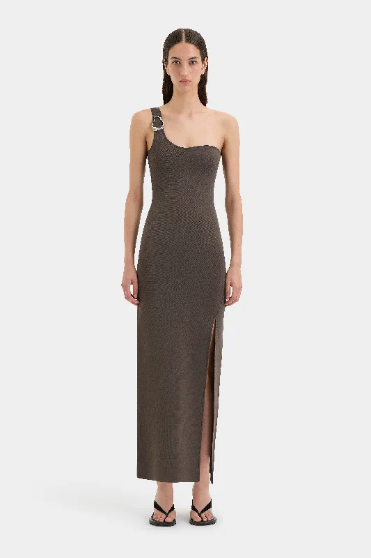 Zinnia One Shoulder Dress Sleek Women's Metallic