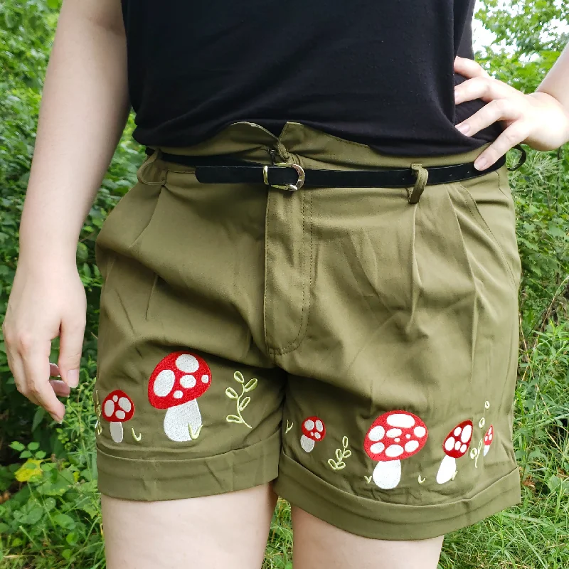 Embroidered Mushroom Shorts Modern Women's Tech