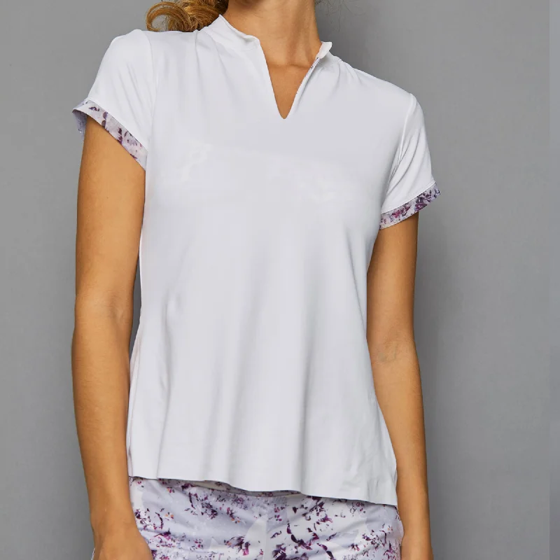Rhapsody Cap-Sleeve Collar Top (white) Cozy Women's Sherpa - lined