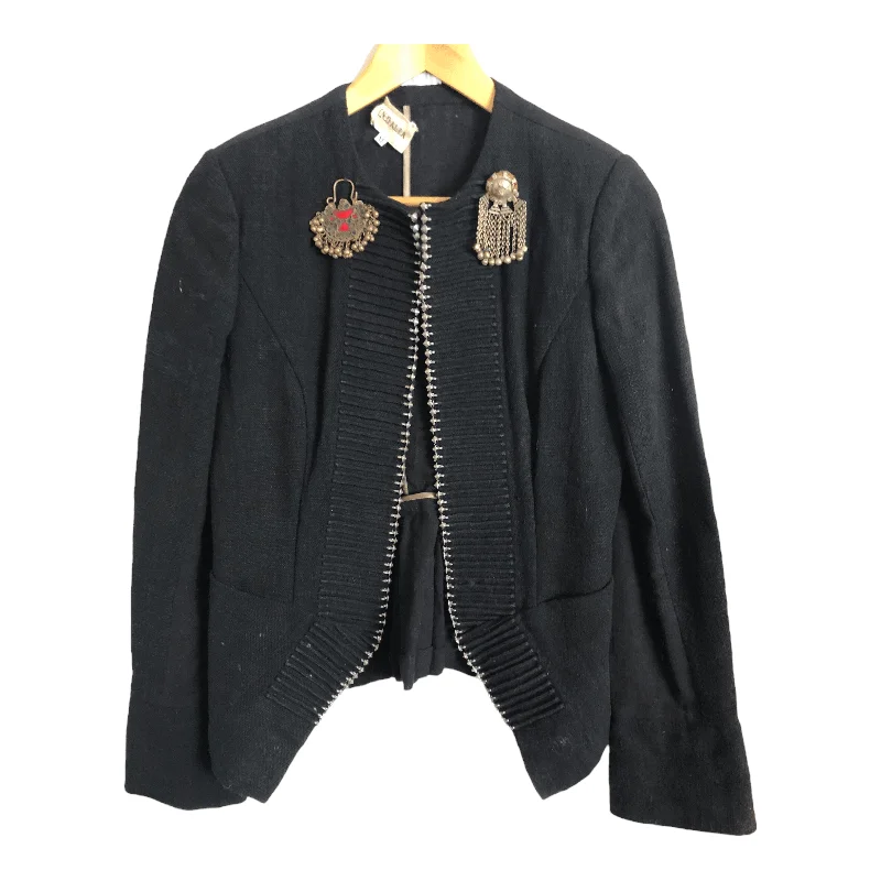 Indalla Cotton Day Evening Jacket Black Embellished Size M Refined Women's Velvet