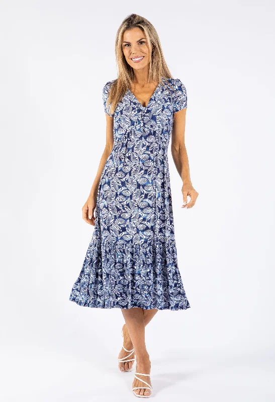 Leaf Print Tiered Dress Modern Women's Tech