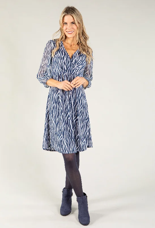 Wrap Bodice Zebra Print Dress Practical Women's Multi - 