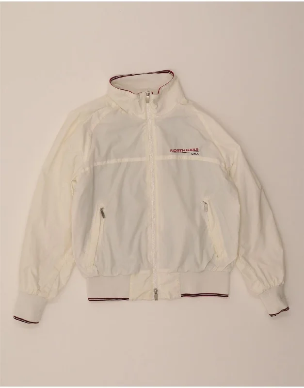 NORTH SAILS Womens Bomber Jacket UK 14 Medium White Polyamide Sophisticated Women's Tailored