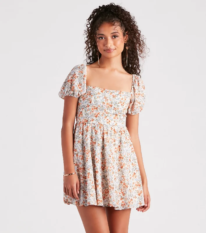 Always Charming Floral Eyelet Lace Dress Geometric