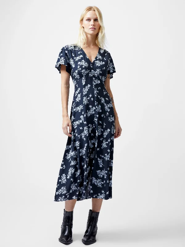 Raquel Eco Flutter Sleeve V-Neck Midi Dress Artistic Women's Avant - 