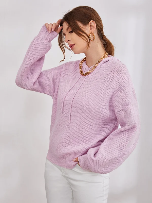 Casual Plain Drawstring Long Sleeve Hooded Regular Women Sweater Rugged Women's Outdoor 