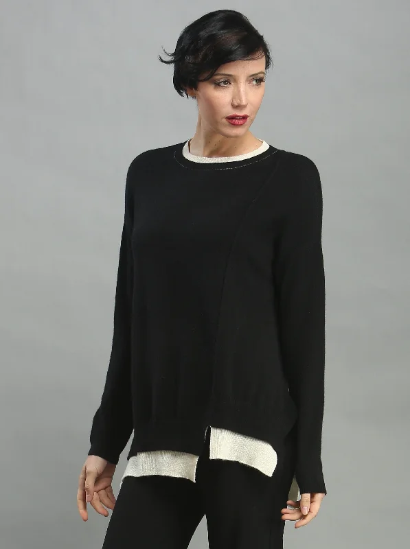 Two-fer Crewneck Sweater Cool Women's Distressed