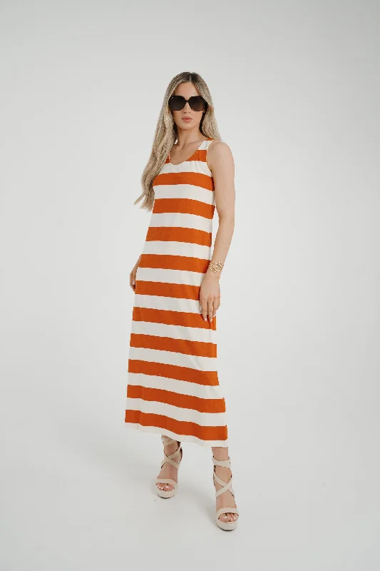 Frankie Stripe Sun Dress In Orange Mix Gym