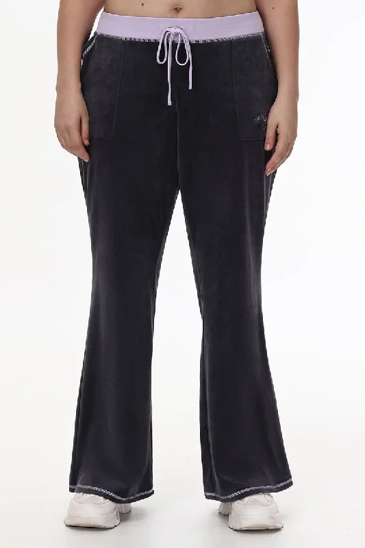 Plus-Size Sweetheart Cotton Velour Track Pants Laid - back Women's Style