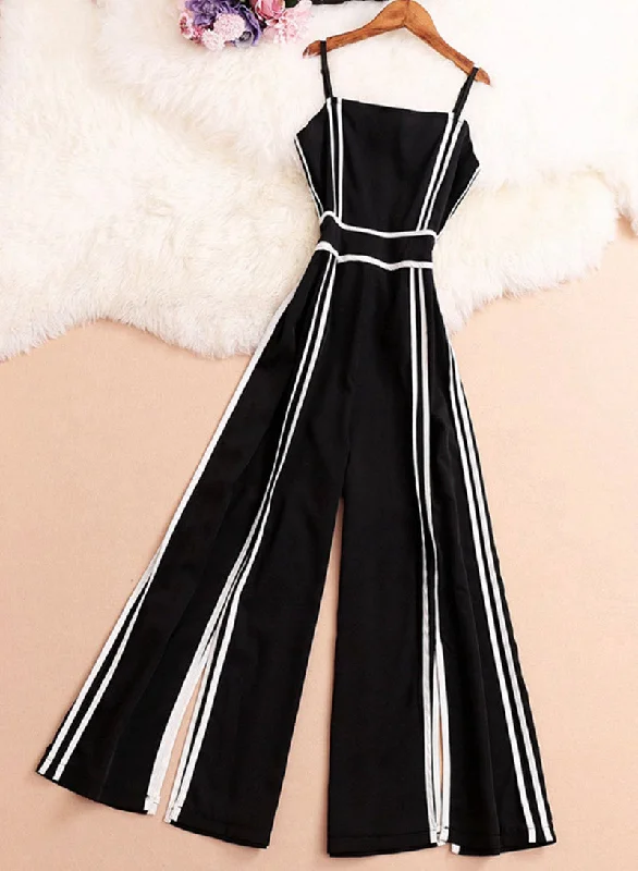 Fashionable black and white striped jumpsuit    S119 Streetwear Style for 