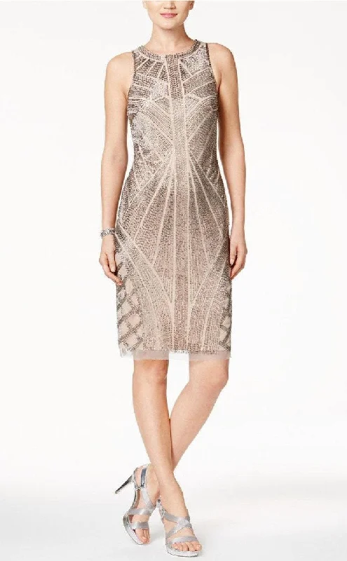 Adrianna Papell - AP1E200575 Beaded Halter Sheath Dress Practical Women's Multi - 