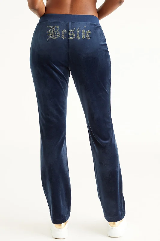 Bestie Big Bling Velour Track Pants Athletic Women's High - 
