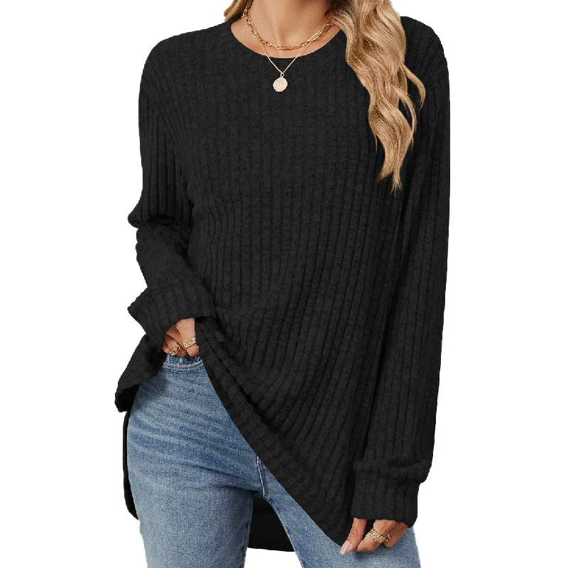 Solid Color Round Neck Brushed Loose Sweaters Tops Wholesale Womens Clothing N3824072900066 Scandinavian