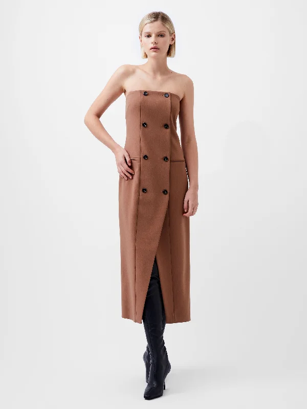 Azra Twill Bandeau Midi Dress Practical Women's Quick - dry