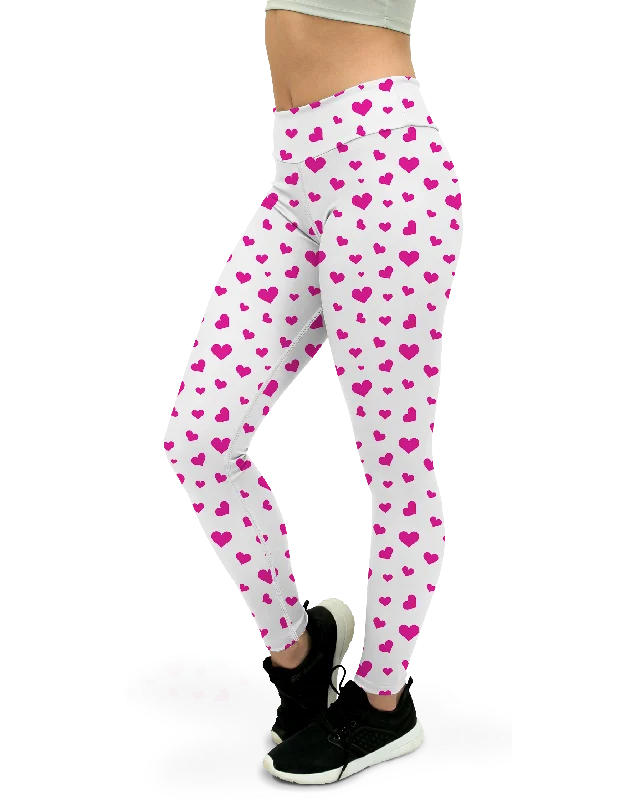 Pink Hearts Yoga Pants Modern Women's Tech