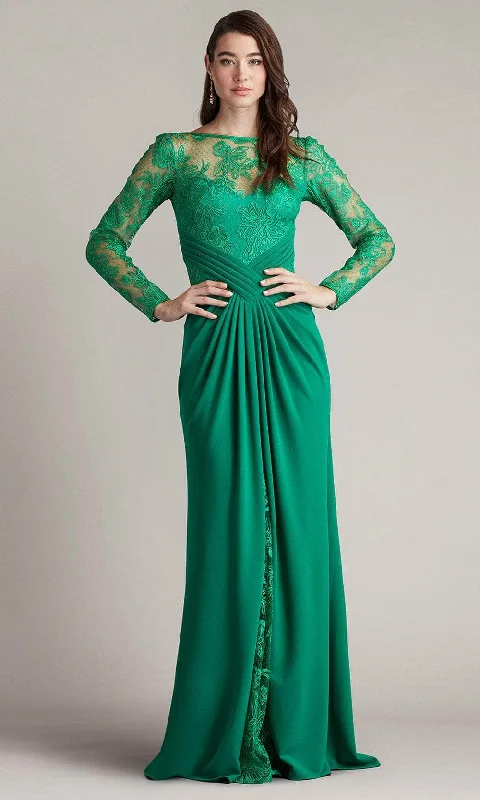 Tadashi Shoji CDV24342L - Illusion Bateau Embroidered Formal Gown Laid - back Women's Vibe