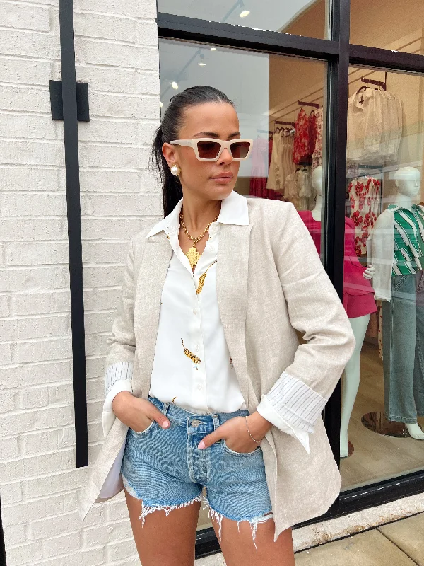OVERSIZED LINEN BLAZER British Gentlewoman Style