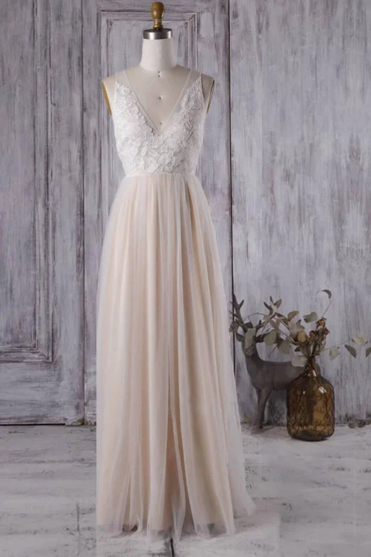 Elegant V-neck Lace A-line Wedding Dress Confident Women's High - fashion