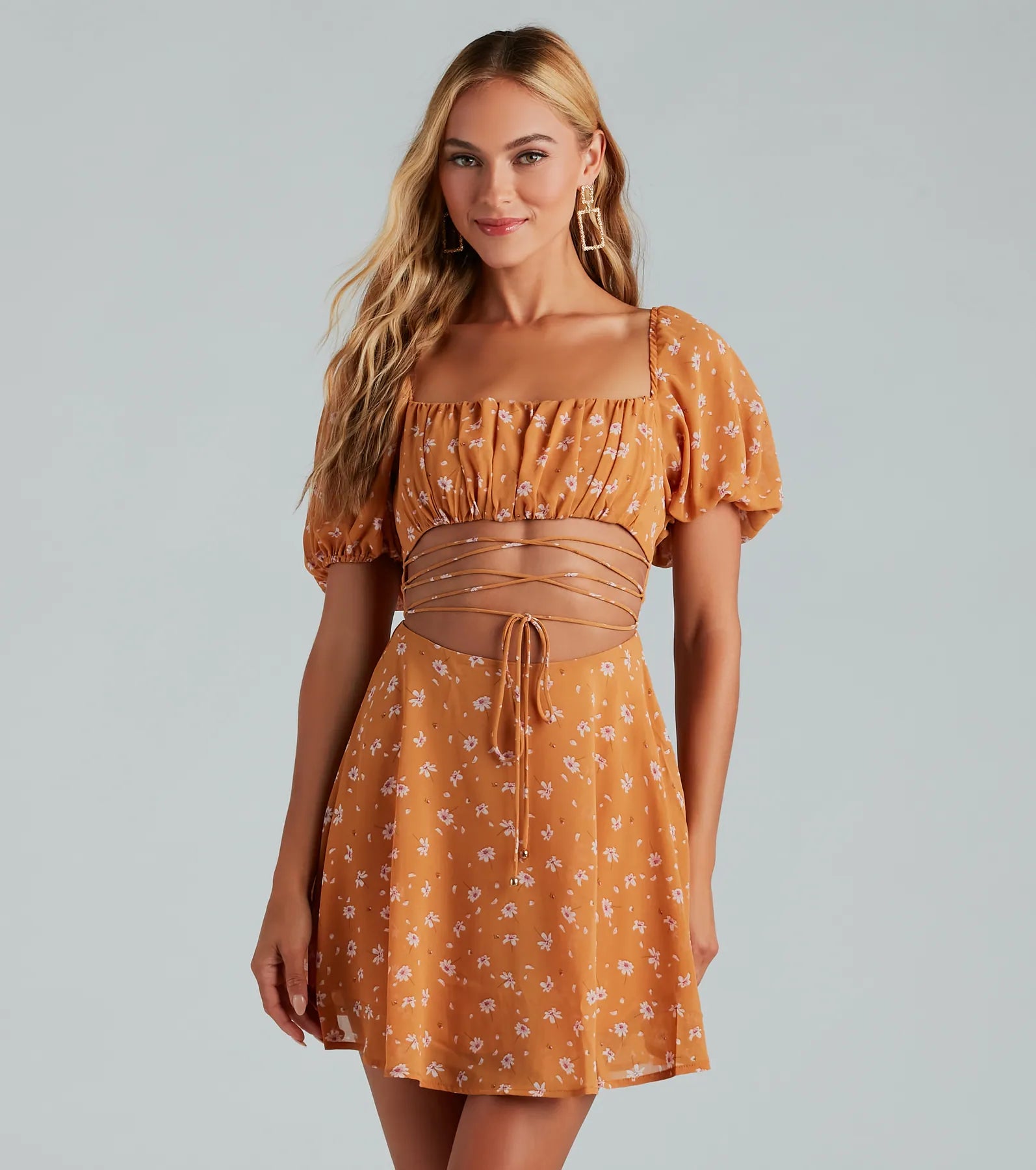 Picking Daisies Chiffon Strappy Skater Dress Sporty Women's Athleisure 