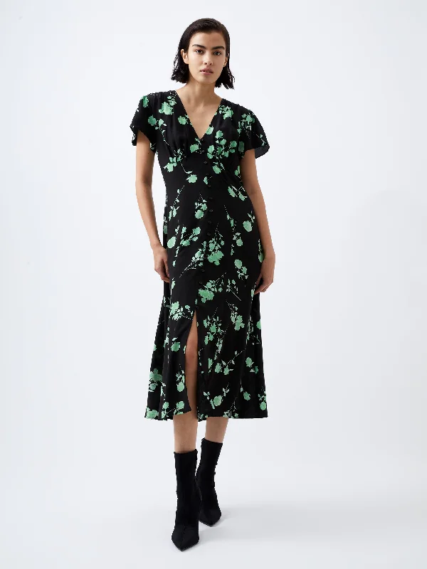 Alessandra Eco Delphine V-Neck Dress Hip Women's Retro