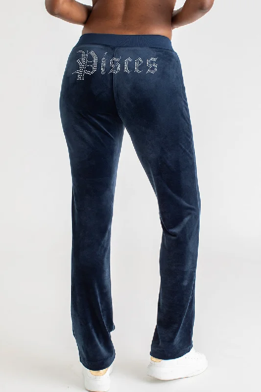 Pisces Big Bling Velour Track Pants Confident Women's High - fashion