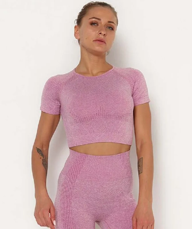 Focus Short Sleeve Crop Top Laid - back Women's Style
