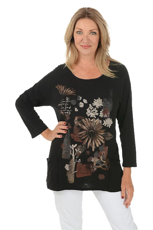 Golden Mineral Wash Double Pocket Knit Top Traditional Women's 