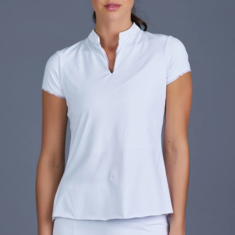 Rust Cap-Sleeve Collar Top (white) Australian Beach