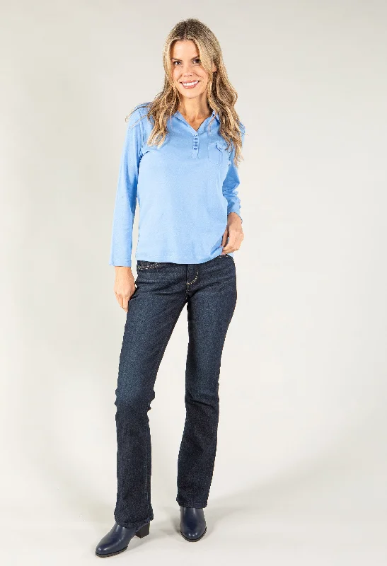 Long Sleeve Polo Top Relaxed Women's Beachy