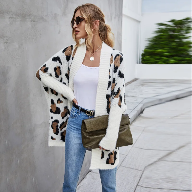 Fashion Leopard Knit Sweater Cardigan Jackets Wholesale Womens Clothing N3824080900032 Dapper Women's 1920S