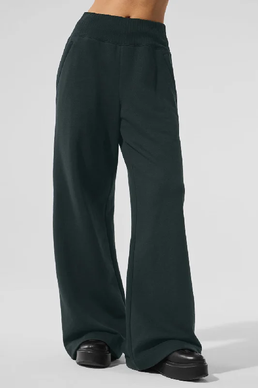Serenity Wide Leg Sweatpant - Charcoal Green Sophisticated Women's 