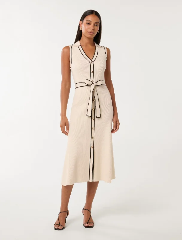 Adeline Sleeveless Knit Midi Dress Earthy Women's Hemp - based
