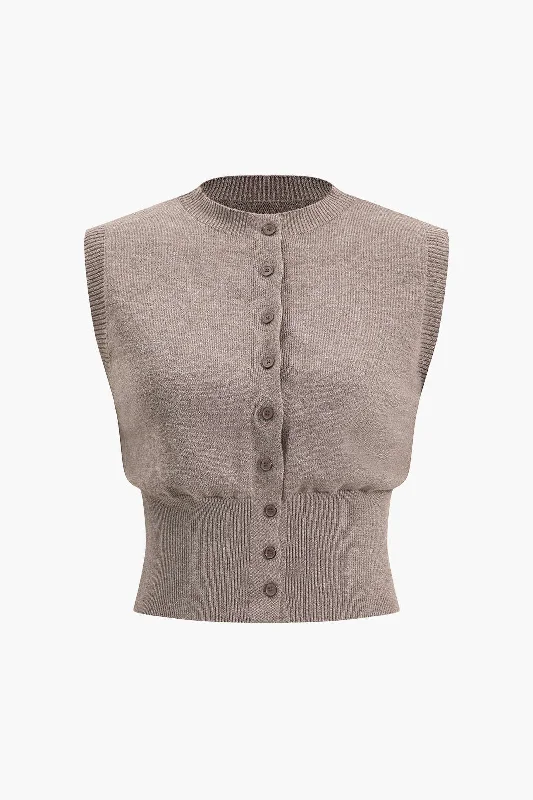 Button Sweater Tank Top Youthful Women's Anime - inspired