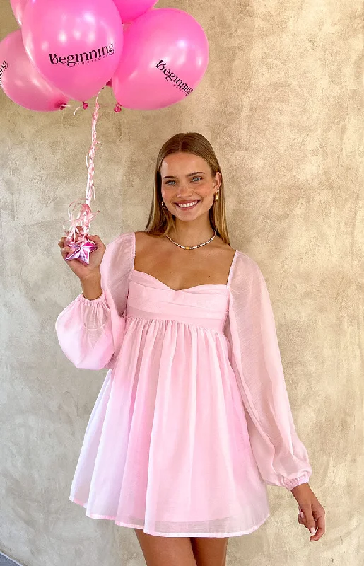 Narla Pink Long Sleeve Mini Dress Dynamic Women's Moto