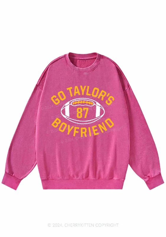 Go Boyfriend Y2K Super Bowl Washed Sweatshirts Cherrykitten Preppy Women's College