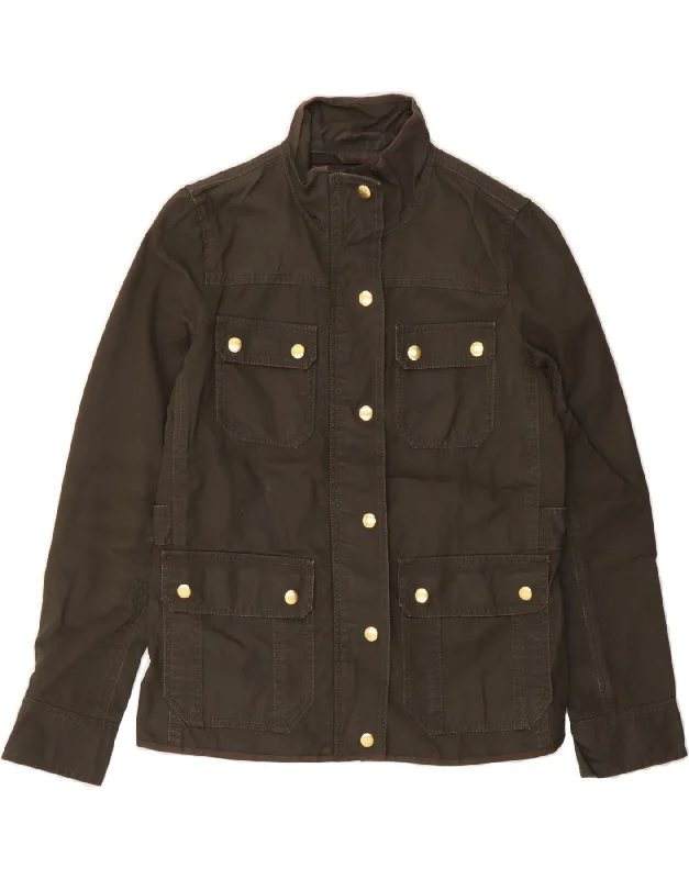 J. CREW Womens Oversized Utility Jacket UK 6 XS Brown Cotton Cashmere