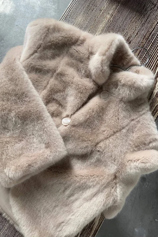 Beige Fur Jacket FF-081 | Ready-to-Ship Minimalist Women's Casual