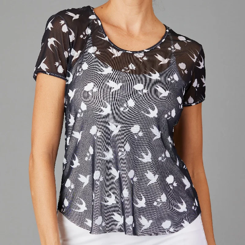 Parker Mesh Layering Tee (bird print) Confident Women's Power