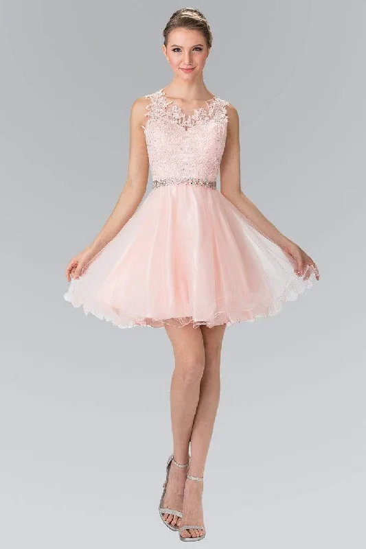 Elizabeth K - GS2375 Lace Illusion A-Line Tulle Short Dress Tough Women's Military - inspired