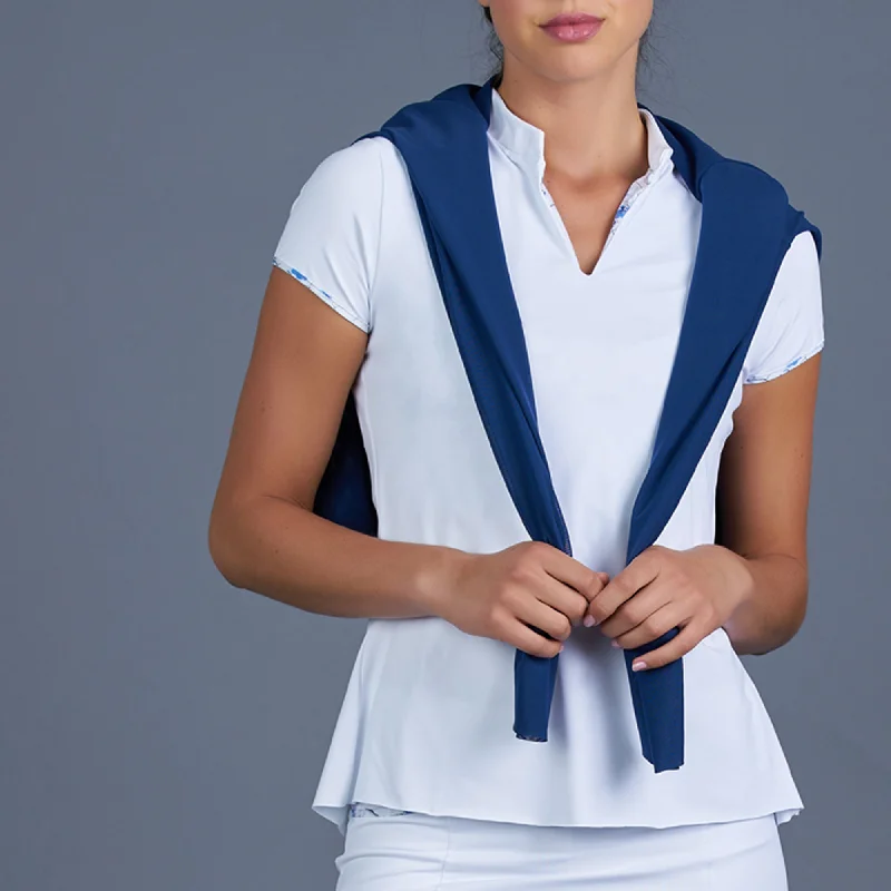 Blues Cap-Sleeve Collar Top (white) Street